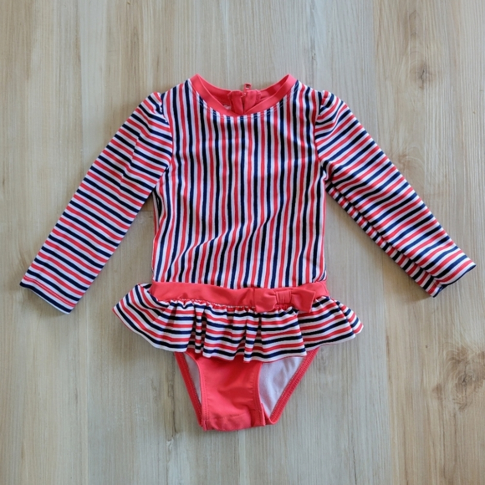 Cat & Jack 2T Striped Long Sleeve Toddler Swimsuit
